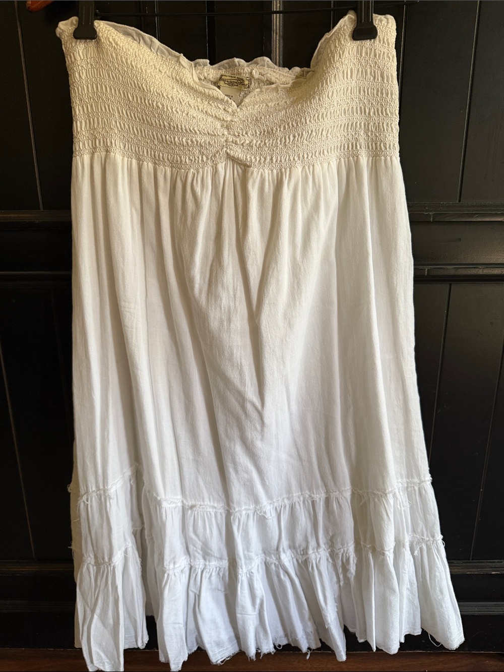 American Rag White Smocked Waist Maxi Skirt